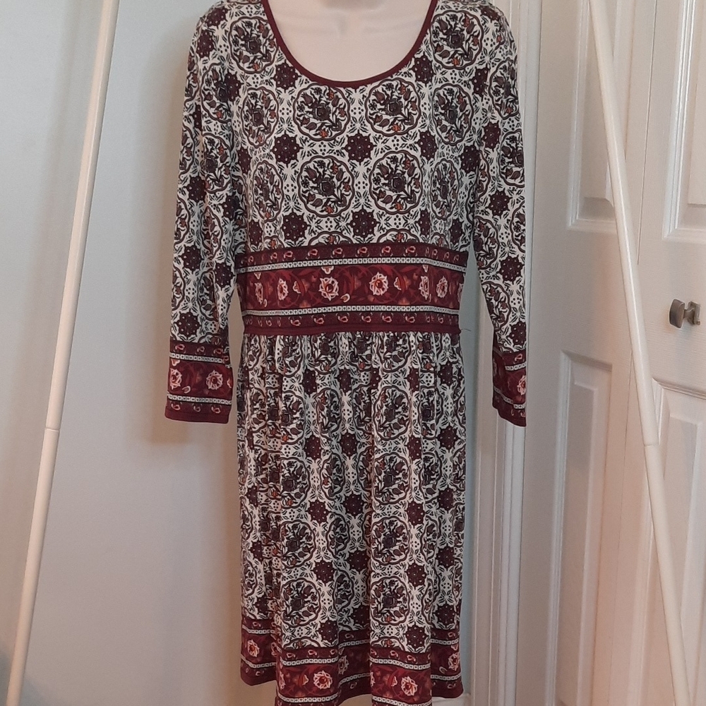 Max Studio Burgundy Fall Dress sz Large